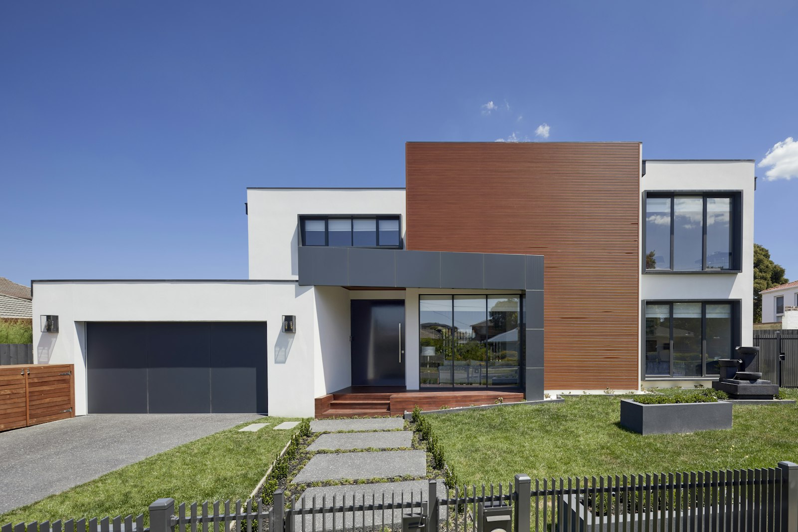 Home exterior with contemporary siding